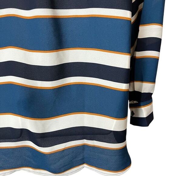 Ann Taylor Factory Womens Striped Long Sleeve V-Neck Career Blouse Top Shirt XL - Picture 11 of 16
